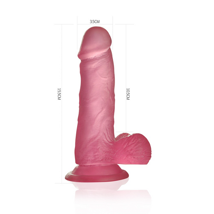 Dildo Small 6" Jelly Studs Crystal Pink