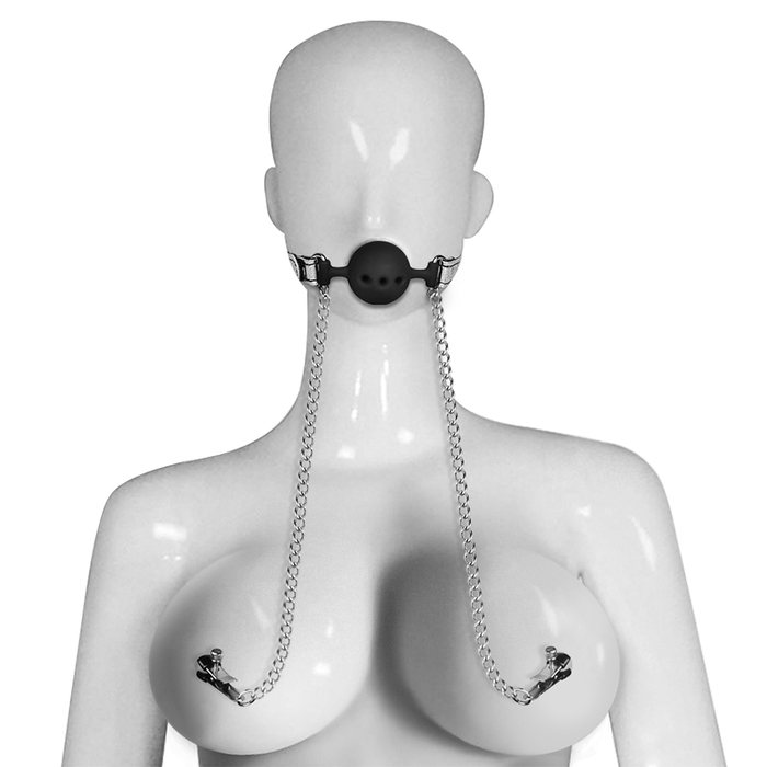 Ball Gag Breathable With Nipple Clamp