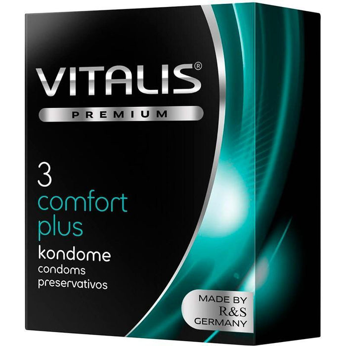 Condón Vitalis Comfort Plus Cabeza Extra Grande x 3 Unidades