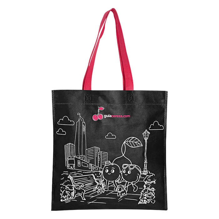 Bolsa Plana Buenas Vibras Negra 37 cm X36 cm