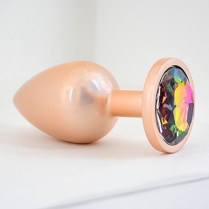 Jewelry Skin Anal Plug Gold Metal/Rose Talla S