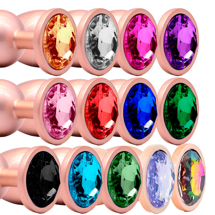 Jewelry Skin Anal Plug Gold Metal/Rose Talla S