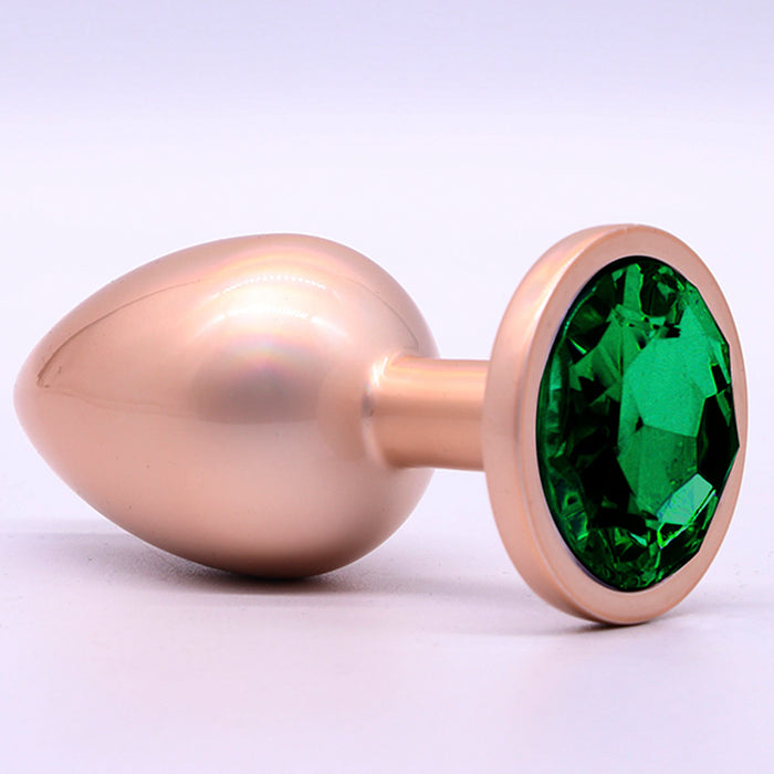Jewelry Skin Anal Plug Gold Metal/Rose Talla S