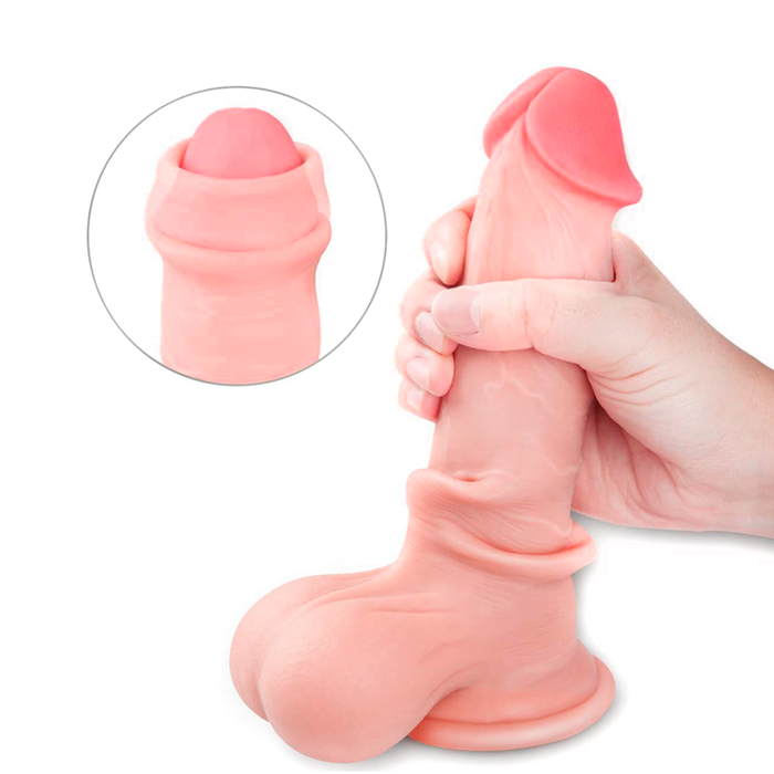 Dildo Sliding Skin Dual Layer With Testic